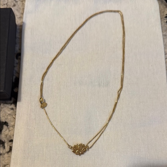 Alex and Ani Gold Lotus Blossom Adjustable 14kt gold over Sterling Necklace NEW - Picture 2 of 3
